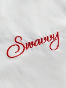 Manfinity Unisex Men's Short Sleeve Front Button Letter Print Casual Shirt, Summer - White - View 5