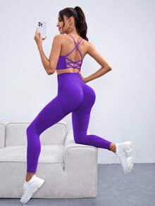 Slayform Bộ đồ thể thao yoga nữ không đường may, độ co giãn cao - Bold Plum - Xem 6