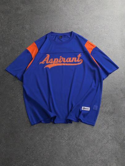 STYNVO Men's Casual Colorblock Letter Print Short Sleeve T-Shirt, Summer