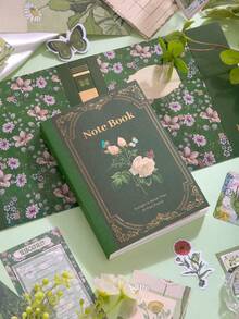 1件套天然植物印花图案计划本礼盒套装，植物系列贴纸和笔记本套装，ins风文具礼盒套装，学习用品，返校季 - 植物樂語 - 查看 3