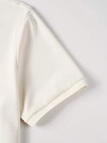 Manfinity CasualCool 男士短袖纹理面料 Polo 衫，适合外出、聚会和办公穿着 - 奶油色 - 查看 4