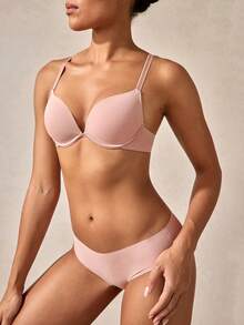 Veilyse Women's Solid Color Underwired Bra Lingeriefor Summerfor Summer - Pink - View 6
