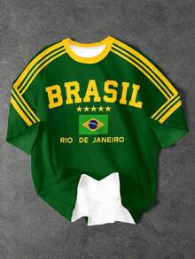 SHEIN 青少年男孩休闲简约短袖圆领T恤，适合夏季 - 彩色 - 查看 6