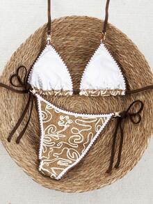 Vaytide New Floral Lace Bikini, Sexy Swimsuit For Women, Beach Vacation, Spring/Summer Bikinis Set For Women Patterned Bikini Embroidered Bikini - Brown - View 3