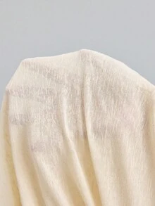 Ontre Áo thun dài tay 2 trong 1 nữ 2026SS, dáng ôm, phong cách thành thị tối giản thanh lịch, thời trang công sở đa năng, phù hợp cho kỳ nghỉ, mùa cưới, trang phục công sở, chất liệu vải dệt kim màu trơn, trang phục giáo viên đi học, áo thun nữ đa năng dành cho người đi làm. - Màu be - Xem 8