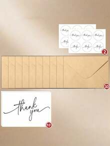 10 PIEZAS Tarjetas de Agradecimiento con Sobres y Pegatinas, Notas de Agradecimiento con Juego de Sobres Adecuado para Negocios, Bodas, Graduaciones, Despedida de Soltera - Multicolor - Ver 12