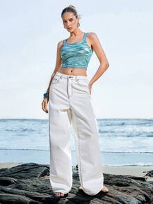 Femmeiva Áo dệt kim ngắn không tay, trang phục thường ngày cho kỳ nghỉ. - Màu xanh lam - Xem 2