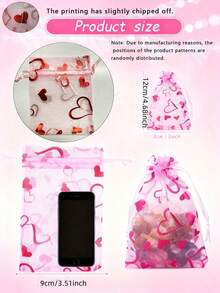 SHEIN 30 Pcs Valentine Heart Shaped Drawstring Bags Set Including Organza Candy Pouches Mesh Gift Wrapping Sacks Cosmetic Storage Sachets For Wedding Party Favor Supplies Must Have - multicolor - View 3