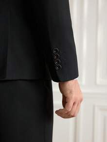Officeau Men's 2pcs Black Suits, Blazer&Pants, For Formal Business/ Office - Black - View 8