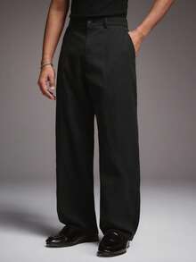 STYNVO Men's Casual Solid Color Button Pocket Suit Pants Formal Pant Black Work Pants Black Work Trousers Men Formal Pants For Ceremony - Black - View 5