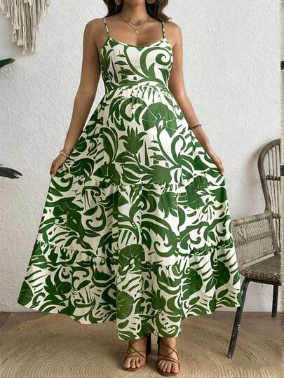 Momance Maternity Versatile Allover Print Sleeveless Dress For Commuting, Vacation, Outdoor