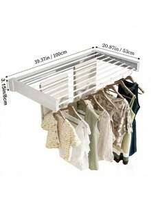1PC Retractable Foldable Wall Mounted Towel Rack Hidden Bathroom Towel Bar Clothes Drying Rack Space Saving For Bedroom Balcony Living Room Bathroom Kitchen Home Organization Minimalist Design Summer Spring Tops - Multicolor - View 9