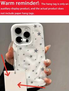 Y2K Cute Gray Small Star Wrinkle Pattern Phone Case Compatible With IPhone 17 Pro Max 17 Pro 17 Air 16 Pro Max 14 15 Pro 16 Plus 13 12 11 Shockproof Protective Soft Cover Shell - White - View 2