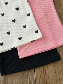 LMoss Kids 3pcs Baby Girl Solid Color Knitted Sleeveless Vest Top Set - Multicolor - View 5