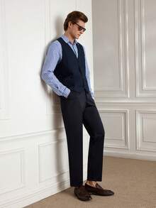 Officeau Áo vest vest nam cổ điển, lịch lãm, cài một hàng khuy. - Màu xanh hải quân - Xem 8