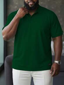 ResortEase Áo Polo nam cổ bẻ cài nút nửa thân, kiểu dáng thường ngày, thích hợp mặc đi làm, áo polo nam cổ bẻ Manfinity, áo polo nam tay ngắn màu trơn mùa hè, kiểu dáng thường ngày, thích hợp mặc đi làm, áo polo nam tay ngắn - Màu xanh lá cây đậm - Xem 2
