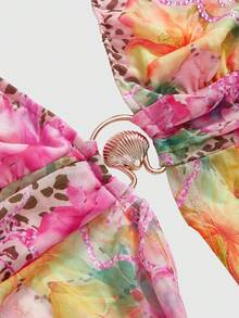 ROMWE Y2K性感露背上衣，粉色水钻装饰，海岛度假复古风 - 粉色 - 查看 4