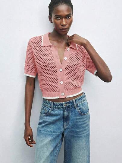 Maija Áo khoác cardigan dệt kim dáng rộng, vai rớt, khoét lỗ, phong cách thường ngày dành cho nữ, mùa hè.