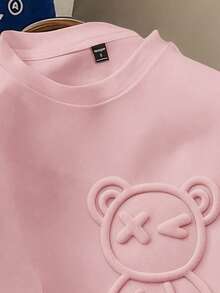 Manfinity Joysei Standard Size Men's Pink Round Neck T-Shirt - Pink - View 3