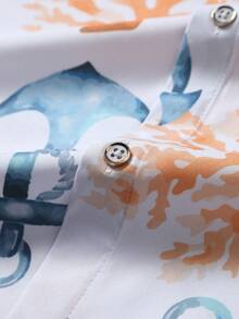 Manfinity RSRT 男士 Anchor & Coral 休闲度假短袖衬衫和短裤两件套 - 彩色 - 查看 5