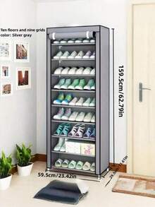 1 Gray Or Burgundy Dustproof Shoe Cabinet, Multi-Layer Simple Shoe Rack In School Dormitory, Easy-To-Assemble, Space-Saving Household Storage Rack, Stable Shoe Storage Rack, Suitable For Bedroom Home Storage, Multi-Functional Simple Shoelace Dust Cover Rack, Indoor Shoe Rack Cabinet - Multicolor - View 3