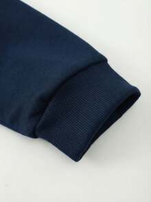 Cottnline Men's Casual Printed Crew Neck Long Sleeve Sweatshirt - Navy Blue - View 4