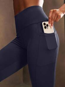 Powerista Women's Solid Color High Waist Elastic Tight Leggings - Purple - View 6