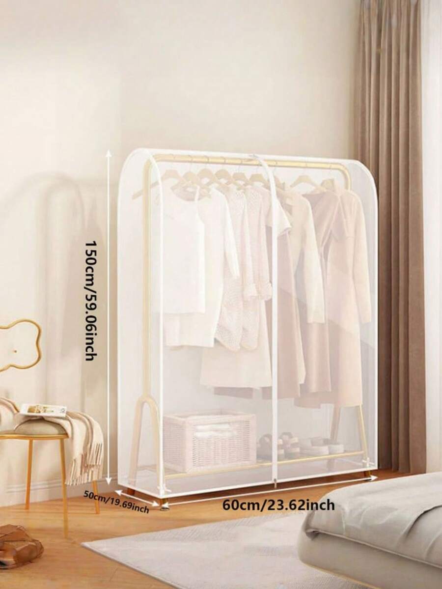 Clothes Storage Dust Cover Clear Garment Rack Cover With Zippers Cover Clothes Rack Cover Big Cover Donkey Cover, Transparent Plastic For Clothes Rack - Translucent - View 1