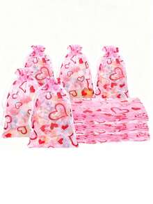 SHEIN 30 Pcs Valentine Heart Shaped Drawstring Bags Set Including Organza Candy Pouches Mesh Gift Wrapping Sacks Cosmetic Storage Sachets For Wedding Party Favor Supplies Must Have - multicolor - View 2