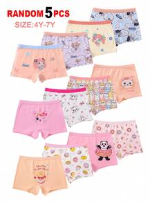 Paquete de 5 bragas con estampados de caballos, conejos y elefantes de dibujos animados para niñas, surtido de colores - Multicolor - Ver 3