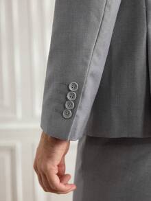 Officeau Set de 3 piezas de traje formal de negocios de hombre, compuesto por chaqueta, chaleco y pantalones, en unicolor y corte slim fit, para vestimenta formal de trabajo - Gris Claro - Ver 6