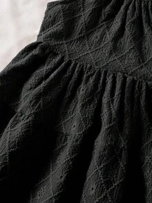 SHEIN Vintaside Kids 女童夏季休闲纯色吊带连衣裙 - 黑色 - 查看 4