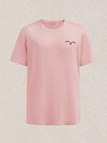 Mercer Haus 男士休闲海鸥印花圆领短袖T恤，夏季 - 粉色 - 查看 1