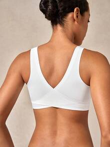 1 件女士无缝无衬垫优雅透气舒适交叉后背抹胸文胸 - 白色 - 查看 2