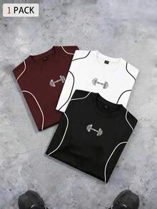 Sport MetroGents Áo thun thể thao nam tay ngắn cổ tròn in họa tiết tối giản - màu đen - Xem 3