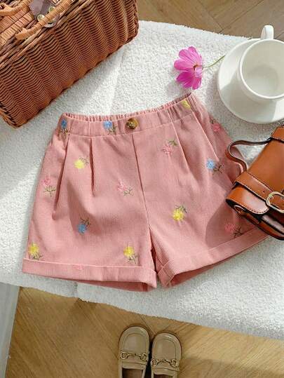 SHEIN 女童撞色编织休闲短裤