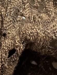 Swim Mod Conjunto de bikini con tirantes de espagueti de tela jacquard para mujer, primavera/verano - Marrón - Ver 8