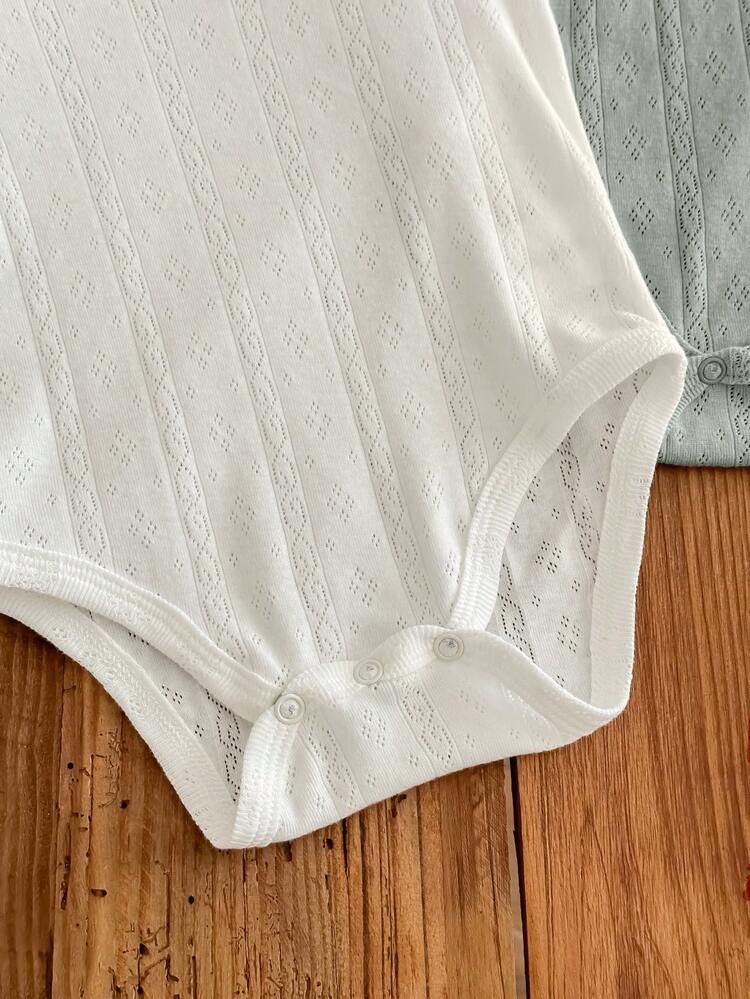 2 piezas Conjunto de pelele de verano con volantes de unicolor para bebé niña recién nacida - Multicolor - Añade 3