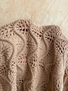 SHEIN WYWH 新款前卫性感镂空腰链装饰金属露背系带紧身毛衣连衣裙，波西米亚风，度假风，复古风，假日风，海滩风，邮轮风 - 卡其色 - 查看 8