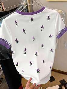 Resyla Women's Casual Floral Print Round Neck Short Sleeve T-Shirt, Summer - Multicolor - View 2