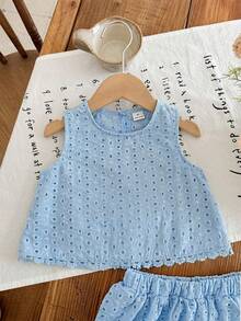 Emery Rose Kids Emery Rose Kids 少女编织刺绣纯色圆领不对称蕾丝下摆休闲上衣和迷你裙两件套，可爱、优雅、甜美、复古又时尚。适合妈妈、女儿、姐妹搭配，度假、节日、上学、日常穿着、居家聚会和特殊场合，春夏皆宜。 - 淺藍色 - 查看 8