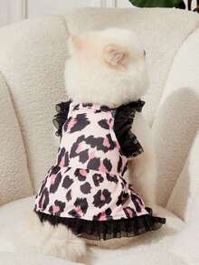 PETSIN 1 chiếc váy ren họa tiết da báo ngọt ngào, nữ tính dành cho chó/mèo cưng, nhẹ nhàng, thích hợp cho mùa hè, thời trang và được ưa chuộng ở Châu Âu và Mỹ, phù hợp cho chó và mèo nhỏ. - Nhiều màu - Xem 6