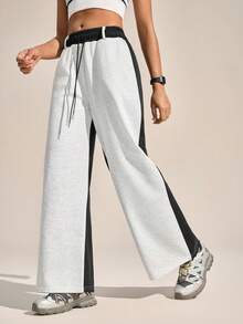 Exploreva Exploreva Women's Solid Color Knit Outdoor Sweatpants - Light Grey - View 5