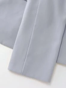 Lumivelle Áo blazer nữ mùa xuân/thu kiểu dáng công sở tối giản, màu trơn, cổ shawl, nhẹ, thích hợp đi làm. - Màu xanh bụi bặm - Xem 4