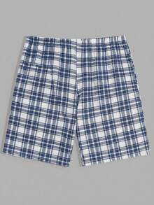 Cottnline 3pcs Men's Plaid Pocket T-Shirt, Shorts And Pants Pajama Set - Dark Grey - View 3