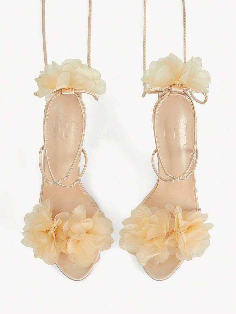 CUCCOO CHICEST New Apricot Thin Heel Pointed Flower Fashion Women's High Heel Sandals Summer Shoes
