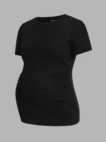 Modmama Maternity Casual Solid Color Stretchy Short Sleeve T-Shirt, Summer - Multicolor - View 6