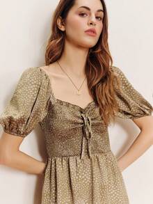 lacRébo A Line Robe Courte Floral Print Sweetheart Neckline Vintage Style Spring Summer To Go Out Festival Dress Casual Dress French Style Parisian Style - Green - View 6