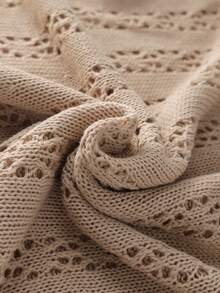 Franclia 2026春夏新款欧美风性感修身腰部休闲度假日常户外女士浪漫海滩派对晚宴海边针织米色女式毛衣连衣裙，镂空慵懒舒适 - 卡其色 - 查看 8