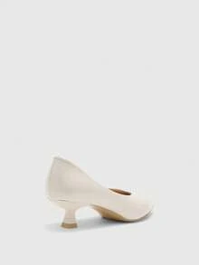 CUCCOO BIZCHIC Women's Pointed Toe Low Heel Classic Simple Basic Commute Work Party Pumps - Beige - View 9